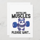 筋肉をつけてください 待ってください 面白いパンダの筋トレ 招待状 (正面/裏面)