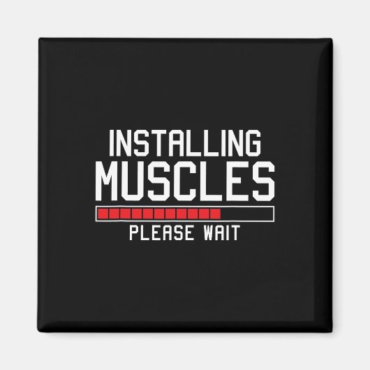 筋肉をインストールするジムを待おもしろいつ マグネット (正面)