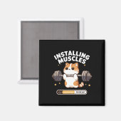 筋肉をインストールするCat Weightlifおもしろいを待つ マグネット (正面/裏面)