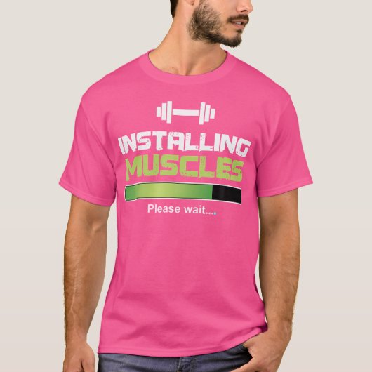 筋肉を取り付ける重量挙げおもしろい待つ Tシャツ (正面)