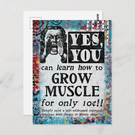 筋肉を成長させる – おもしろい Vintage Ad ポストカード (正面/裏面)