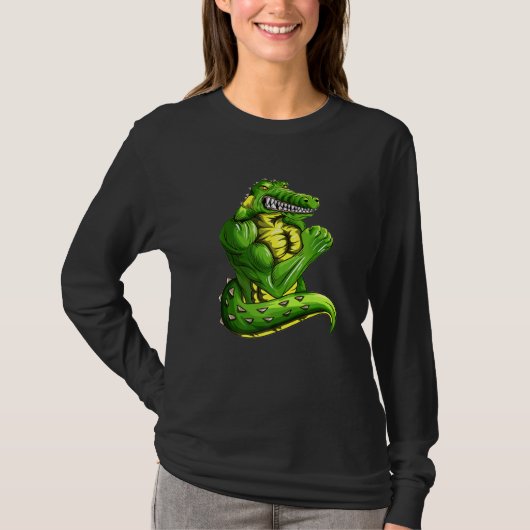 筋肉を詰めたワニアスリートタンクリザードA Tシャツ (正面)