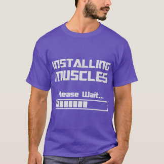 筋肉インストール中 お待ちください ローディングバー レトロ Tシャツ