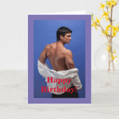 筋肉オス誕生日カード、5" x 7"折り畳みカード カード (黄色い花)