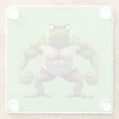 筋肉カエル,強い筋肉のボディビルカエル ガラスコースター (裏面)