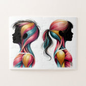 筋肉カラフル解剖学アート – 子供のシルエット ジグソーパズル (横)