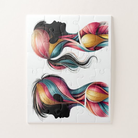 筋肉カラフル解剖学アート – 子供のシルエット ジグソーパズル (縦)