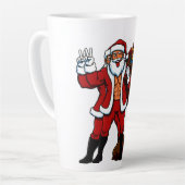 筋肉サンタのピースサイン!おもしろクリスマス カフェラテマグ (左アングル)