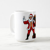 筋肉サンタのピースサイン！おもしろクリスマス コーヒーマグカップ (正面左)