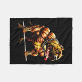 筋肉ピットブルパワーリフティングビーストジムアニマルストスター フリースブランケット (正面(横))