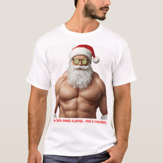 筋肉マッスルサンタのスパTシャツ – 「サンタもやっぱり Tシャツ