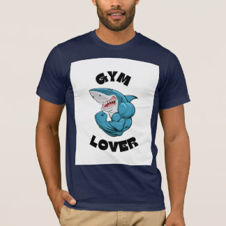 筋肉ムキムキのサメ フィットネスモチベーション Tシャツ
