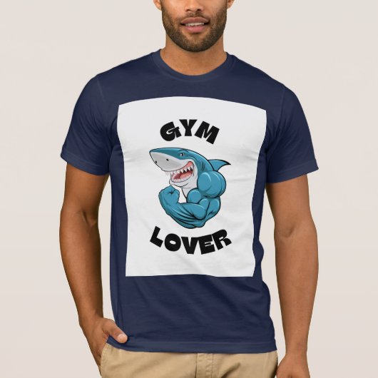 筋肉ムキムキのサメ フィットネスモチベーション Tシャツ (正面)