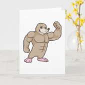 筋肉モリモリのボディビルダーとしてのモグラ カード (黄色い花)