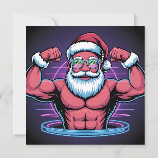 筋肉質なサンタクロース ボディビルダー イラスト シーズンカード (正面)
