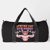 筋肉質なスフィンクス猫のカートゥーン ダッフルバッグ (裏面)