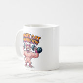 筋肉質のスフィンクス猫のジム仲間キャラクター コーヒーマグカップ (正面左)