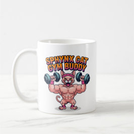筋肉質のスフィンクス猫のジム仲間キャラクター コーヒーマグカップ