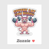 筋肉質のスフィンクス猫のジム仲間キャラクター シール (シート)