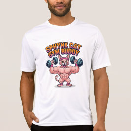 筋肉質のスフィンクス猫のジム仲間キャラクター Tシャツ