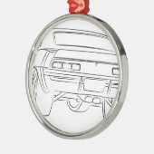 筋肉車のスケッチ メタルオーナメント (左)