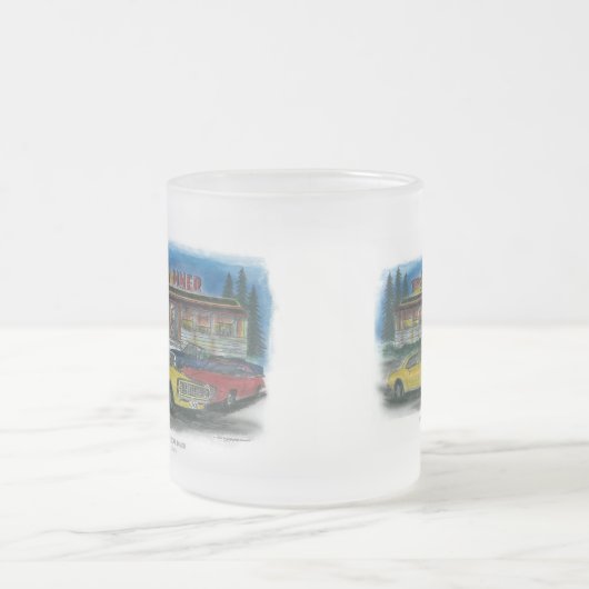 筋肉車のダイナー フロストグラスマグカップ (中央)