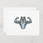 筋肉隆々のボディビルダーとしてのオオカミ ポストカード (正面/裏面)