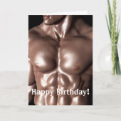 筋肉隆々の男の胸と腹、ボディビルダーの誕生日 シーズンカード (正面)