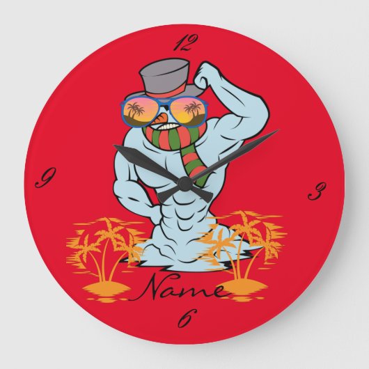 筋肉雪だるまトロピカルバケーションサンダー_コーブ ラージ壁時計 (正面)