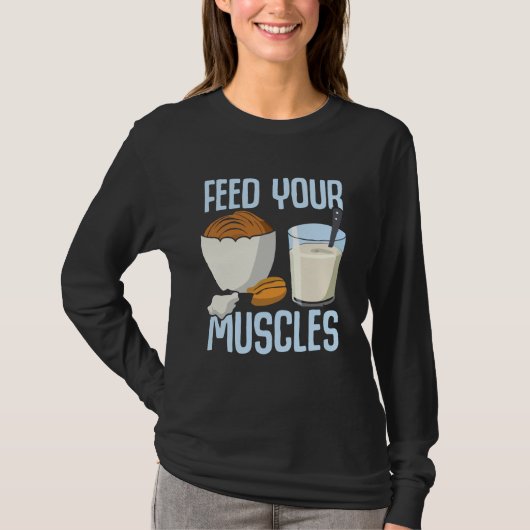 筋肉食べ物を与えの重り持ち上げ Tシャツ (正面)