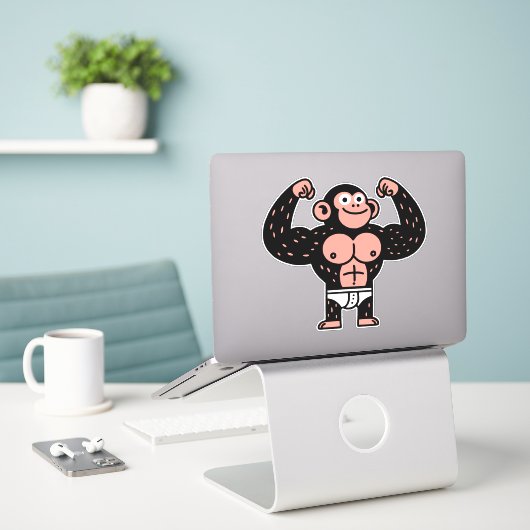 筋肉 シール (デスク上のノートパソコン)