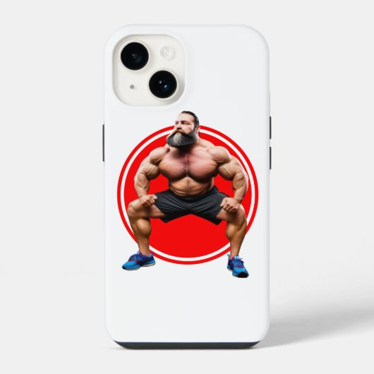 筋骨隆々のひげ男 iPhoneケース (裏面)