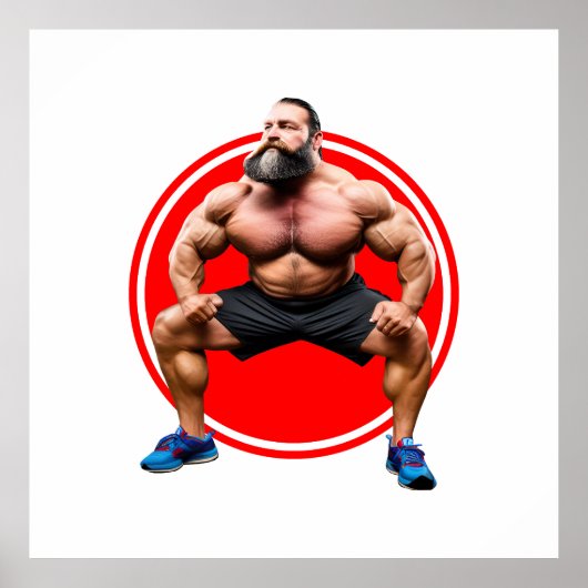 筋骨隆々のヒゲ男 ポスター (正面)