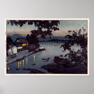 筑後川の夕べ, Evening in Chikugo river, Hiroshi Yoshida ポスター