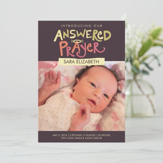 答えた祈りの言葉女子の出生発表 案内状 (スタンド正面)