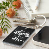 答えはノー引用文おもしろいホワイト文字 キーホルダー (正面右)