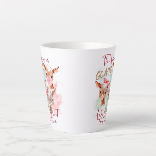 答えはヤギ – 水彩ベビーヤギ カフェラテマグ (正面)