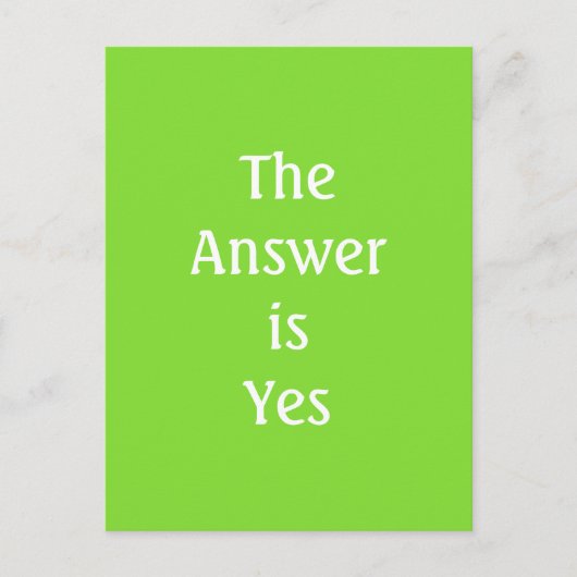 答えはYesライムグリーンタイポグラフィはがき ポストカード (正面)