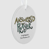 答えられた祈りの言葉のベビーの初めてのクリスマスのオーナメント オーナメント (正面)