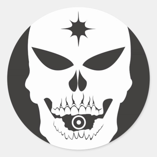 箇条書きスカル ラウンドシール (正面)