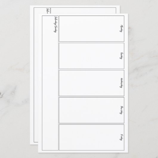 箇条書き仕訳帳の週の一覧 (正面/裏面)