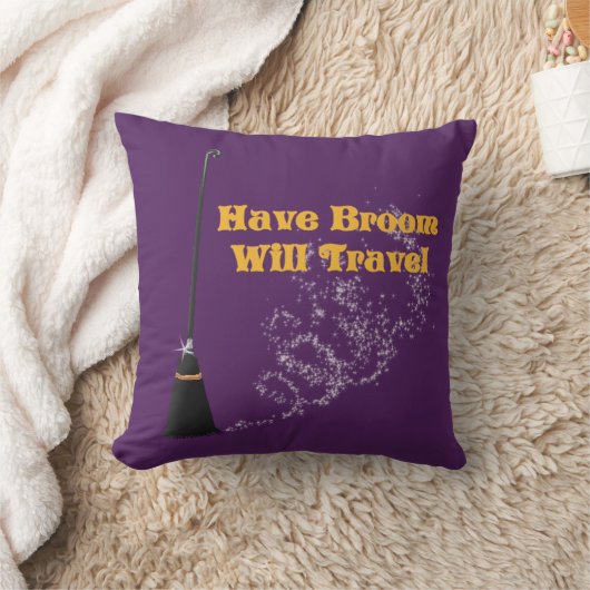 箒おもしろいでハロウィーン枕を旅行する クッション (ブランケット)