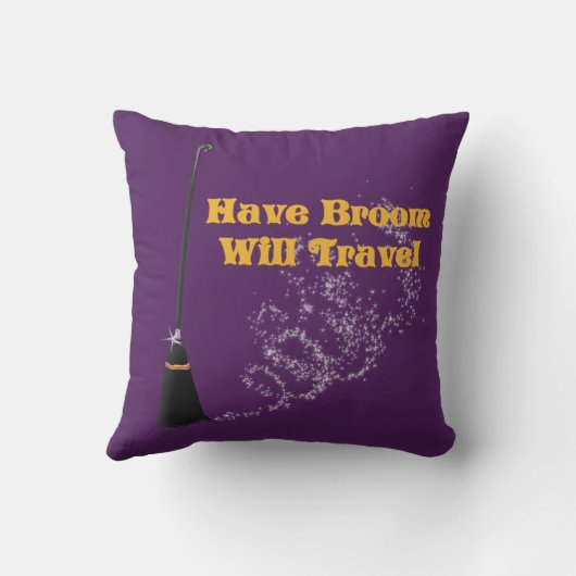 箒おもしろいでハロウィーン枕を旅行する クッション (裏面)