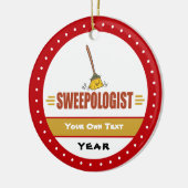 箒おもしろい掃き セラミックオーナメント (左)