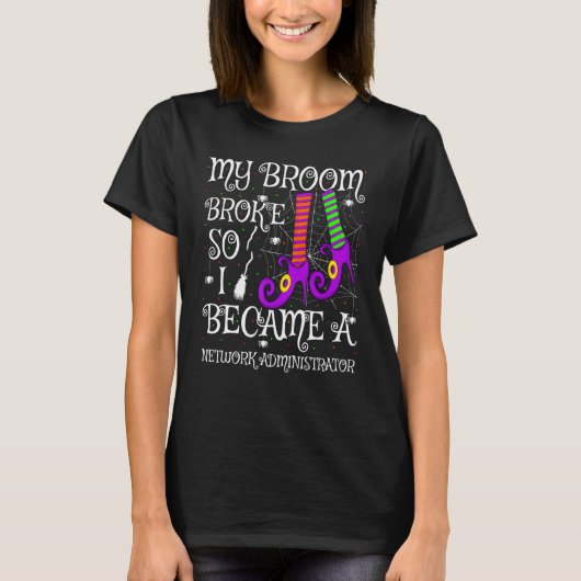 箒が壊れたのでネットワーク管理者になりました Tシャツ (正面)