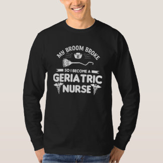 箒が壊れたので介護の仕事に就きました Tシャツ