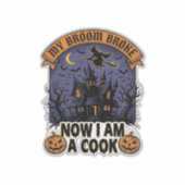 箒が壊れた魔法使い ハロウィン クックパンの罰 シール (正面)