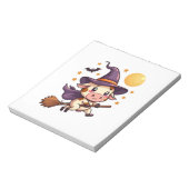 箒に乗った魔女牛 ノートパッド (回転)