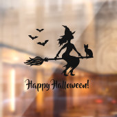 箒に乗った魔女 ハッピーハロウィン 黒いシルエット ウィンドウサイン (シート2)