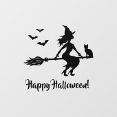 箒に乗った魔女 ハッピーハロウィン 黒いシルエット ウィンドウサイン (シート)